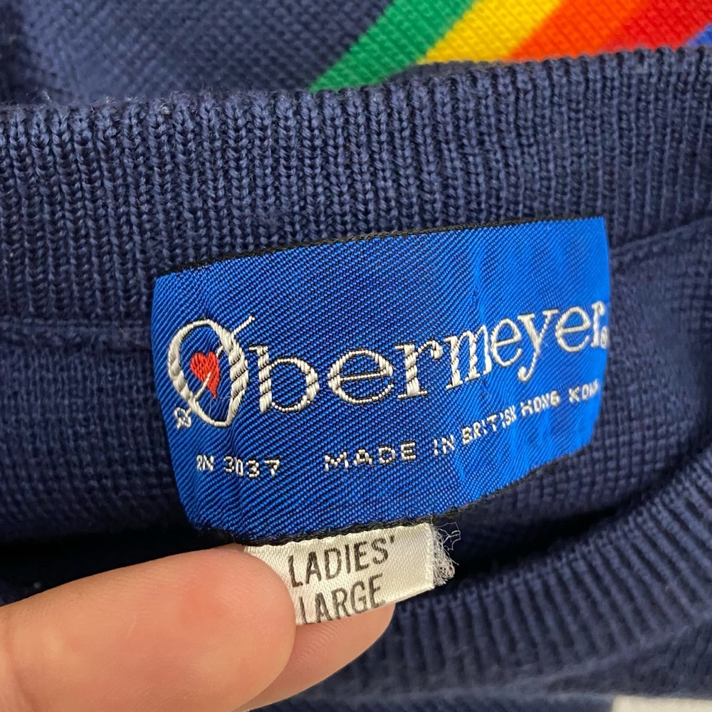 Vintage Obermeyer Retro Rainbow Stripe Sweater - Picture 7 of 9